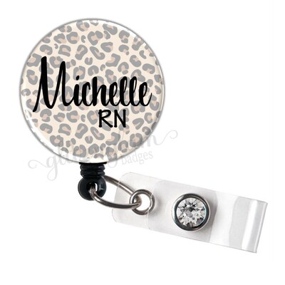 Leopard Print Badge Reel, Nurse Retractable Badge Holder, Retractable Badge Reel, Leopard Badge Holder - GG5627 - image1